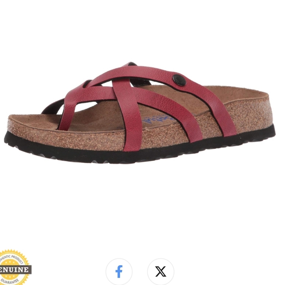 Birkenstock Betula Vinja Red Soft Cork Footbed Leather Strappy Sandals Shoes 39